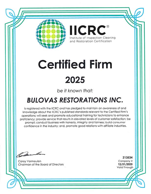 Bulovas Restoration IICRC Certified Firm